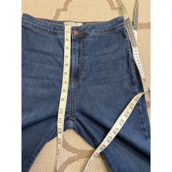 Free people Just Float on Flare Jeans High Rise stretch raw hem blue, size 26 - Picture 6 of 15